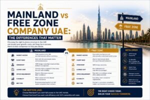Difference between mainland and free zone company in the UAE 2026  -  tax, market access, banking and visa comparison