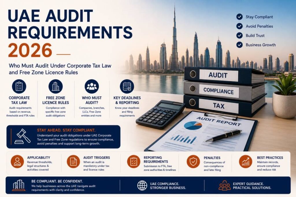UAE audit requirements 2026 - who must audit under corporate tax law and free zone licence rules
