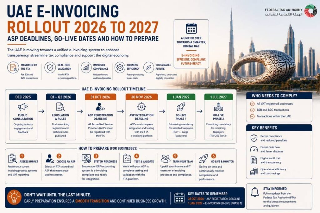 UAE e-invoicing rollout 2026 to 2027 - ASP deadlines, go-live dates and how to prepare
