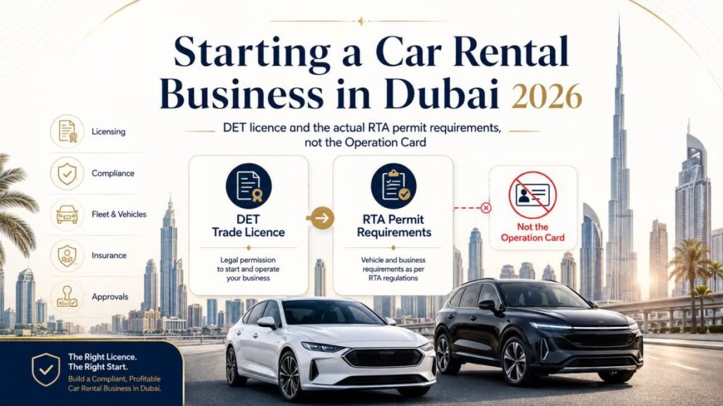 Starting a car rental business in Dubai 2026 - DET licence and the actual RTA permit requirements, not the Operation Card