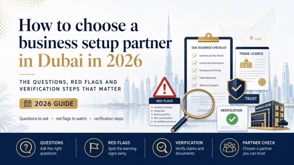 How to choose a business setup partner in Dubai in 2026 - the questions, red flags and verification steps that matter