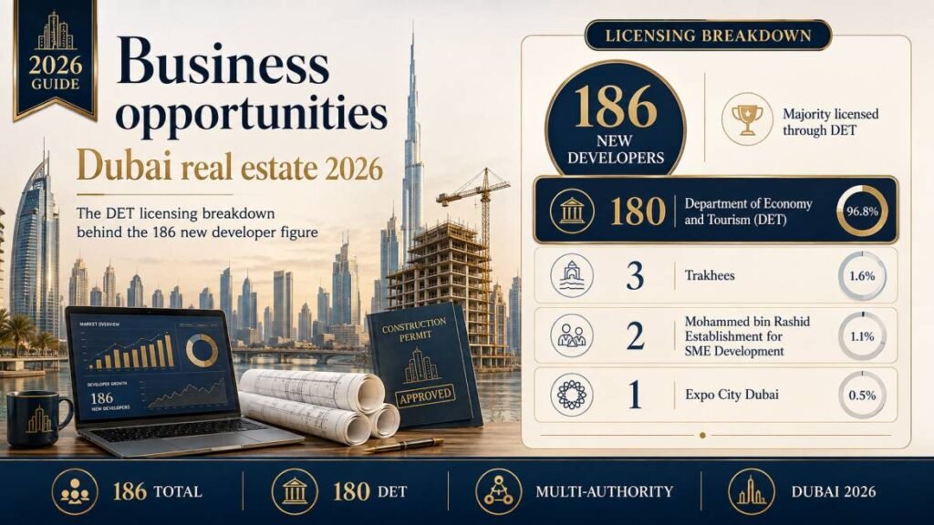 Business opportunities Dubai real estate 2026 - the DET licensing breakdown behind the 186 new developer figure