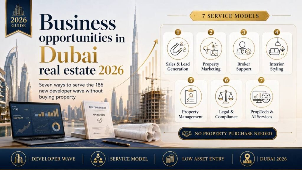 Business opportunities in Dubai real estate 2026 - seven ways to serve the 186 new developer wave without buying property