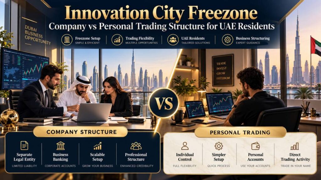Innovation City Freezone company vs personal trading structure for UAE residents