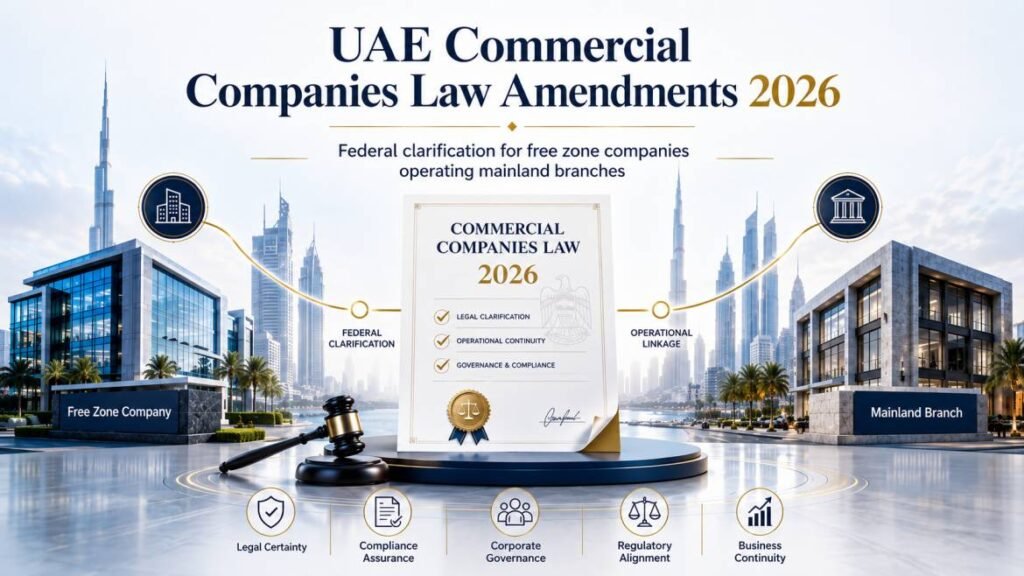 UAE Commercial Companies Law amendments 2026 - federal clarification for free zone companies operating mainland branches