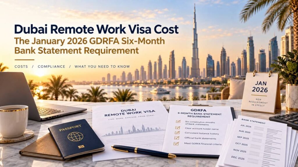 Dubai remote work visa cost - the January 2026 GDRFA six-month bank statement requirement