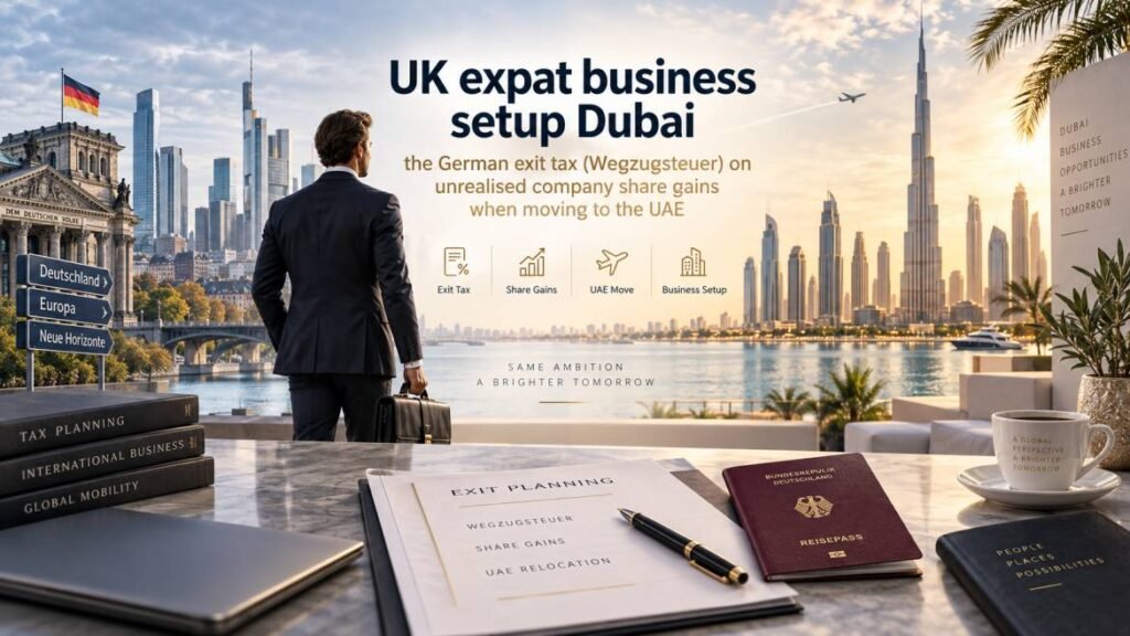 UK expat business setup in Dubai - the German exit tax (Wegzugsteuer) on unrealised company share gains when moving to the UAE
