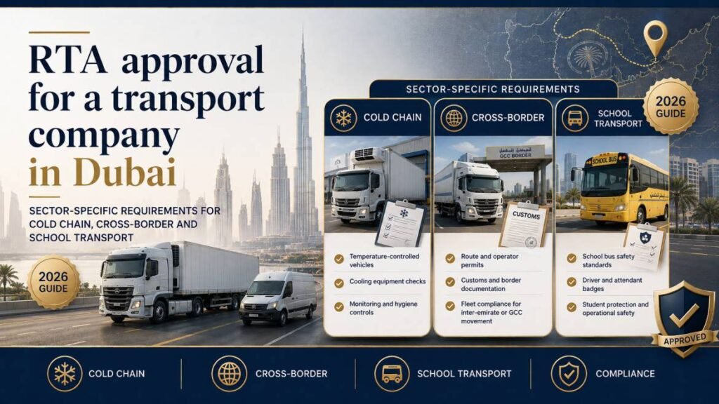 RTA approval for a transport or logistics company in Dubai - sector-specific requirements for cold chain, cross-border and school transport