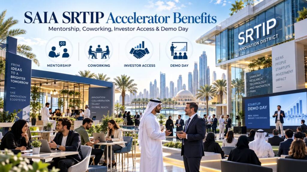 SAIA SRTIP accelerator benefits: mentorship, coworking, investor access and demo day