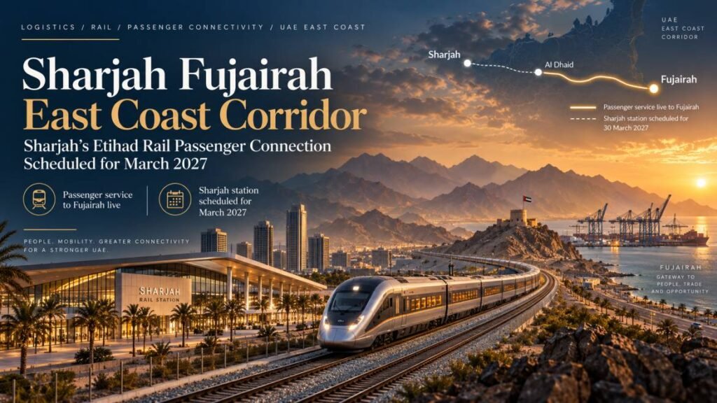 Sharjah Fujairah East Coast Corridor - Sharjah's Etihad Rail passenger connection scheduled for March 2027