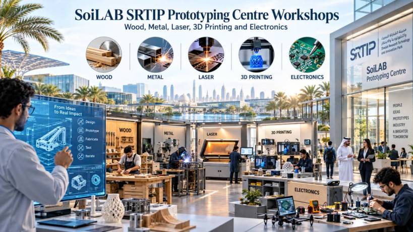 SoiLAB SRTIP prototyping centre workshops: wood, metal, laser, 3D printing and electronics