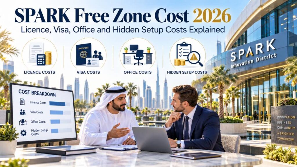 SPARK free zone cost 2026 breakdown of licence, visa and office fees