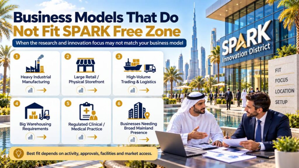 Business models that do not fit SPARK free zone research and innovation focus