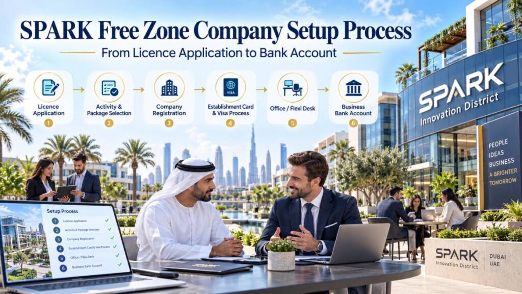 SPARK free zone company setup process from application to bank account