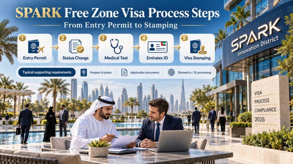 SPARK free zone visa process steps from entry permit to stamping