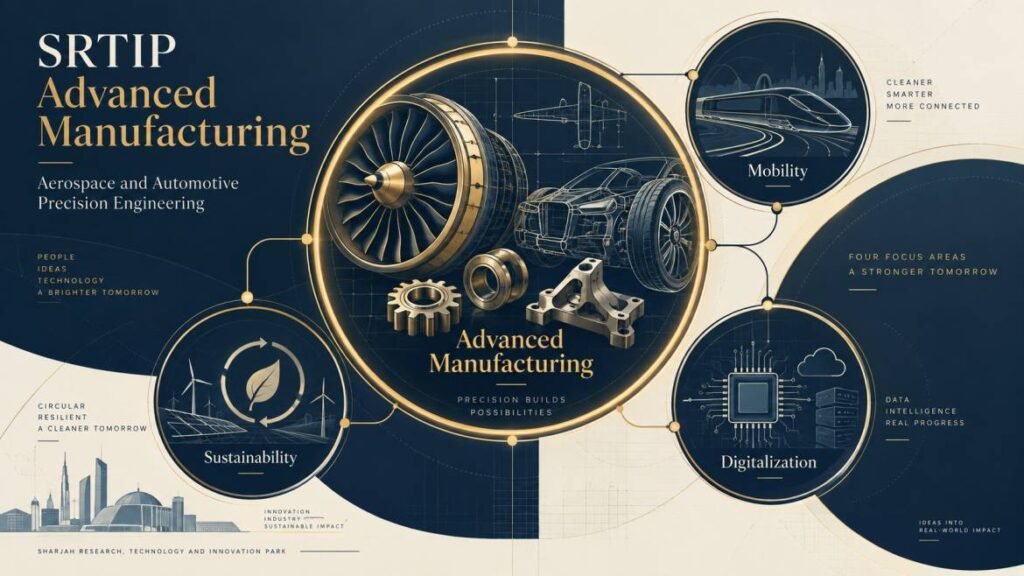 SRTIP advanced manufacturing sector description showing aerospace and automotive precision engineering focus