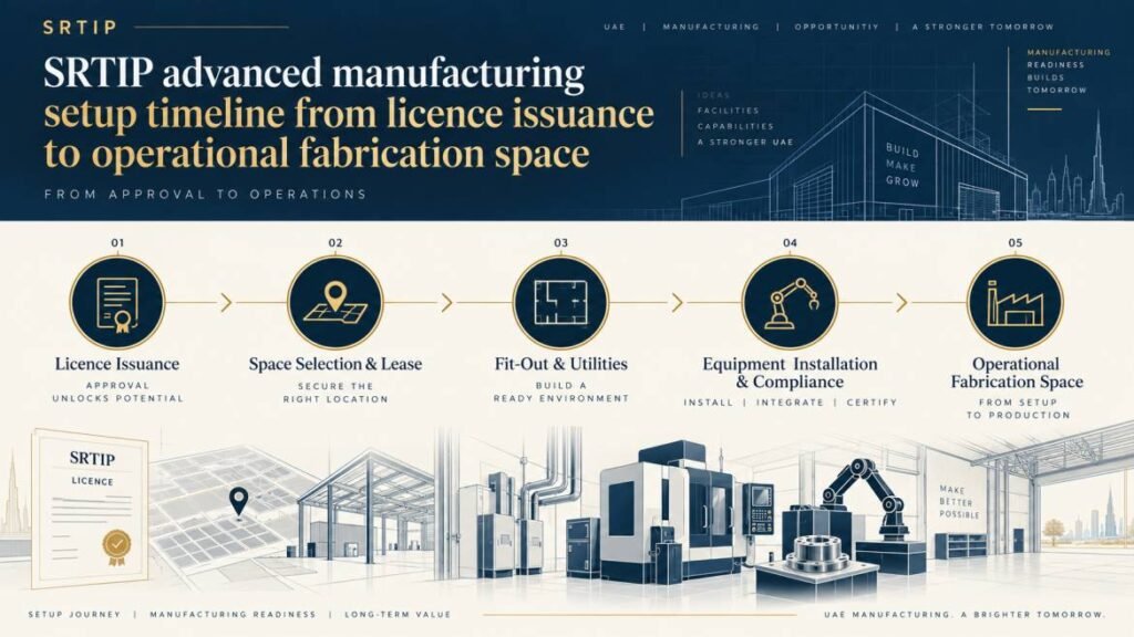 SRTIP advanced manufacturing setup timeline from licence issuance to operational fabrication space