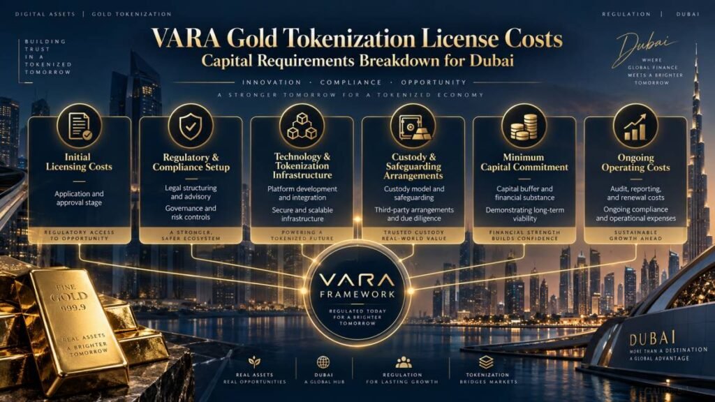 VARA gold tokenization license costs and capital requirements breakdown for Dubai