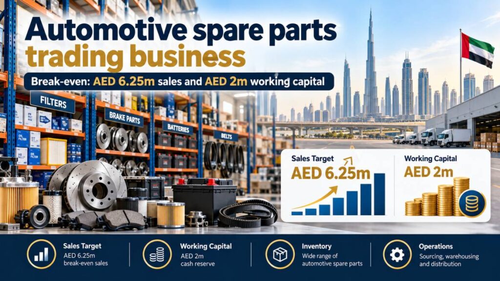 Automotive spare parts trading business - break-even AED 6.25m sales and AED 2m working capital
