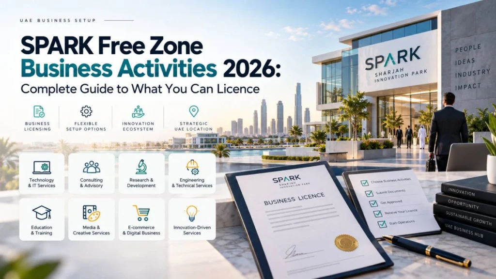 featured image at the top of the post, also used when it's shared on social media Alt text: SPARK free zone business activities 2026 guide by Mohammad Adil Hussain