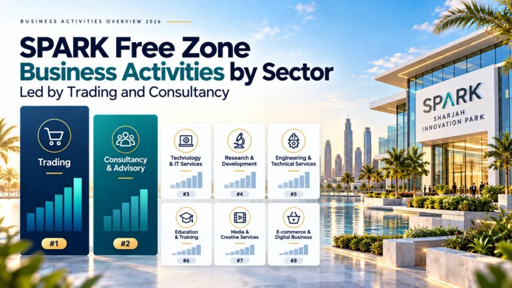 SPARK free zone business activities by sector, led by trading and consultancy
