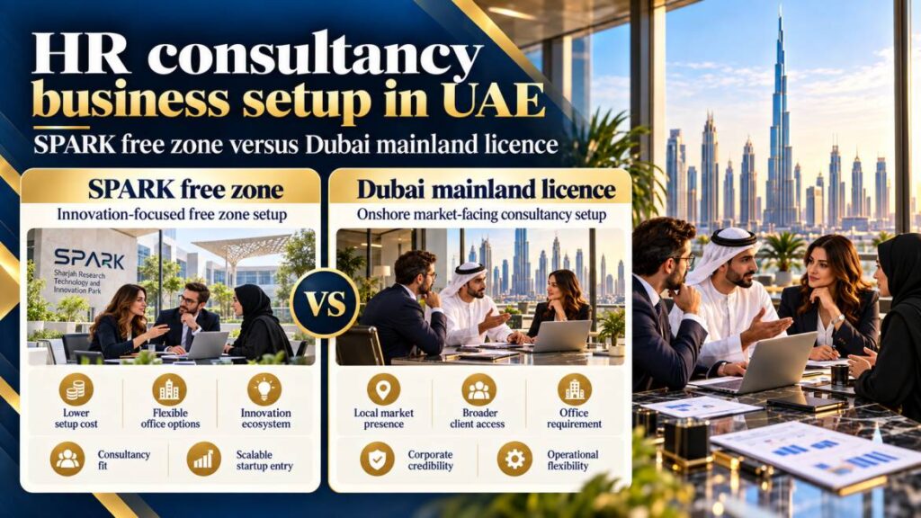 HR consultancy business setup in UAE - SPARK free zone versus Dubai mainland licence