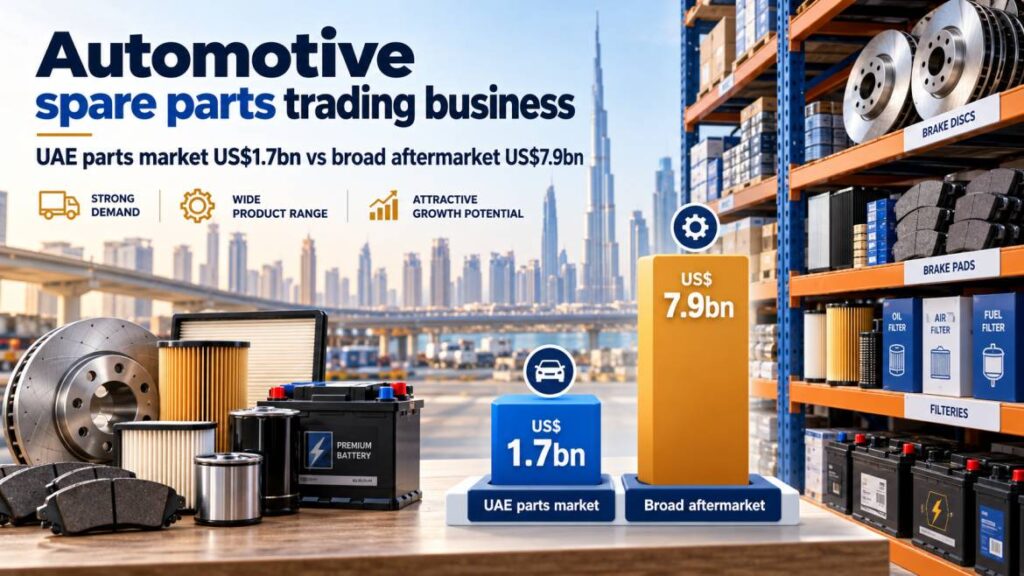 Automotive spare parts trading business - UAE parts market US$1.7bn vs broad aftermarket US$7.9bn